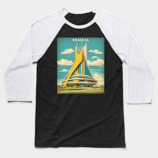 Brasilia Brazil Vintage Tourism Travel Poster Baseball T-Shirt